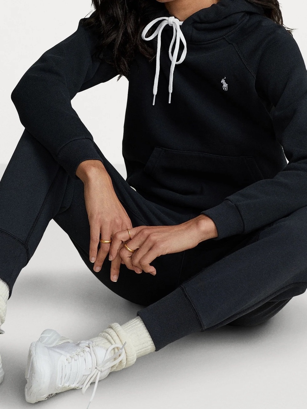 Polo Ralph Lauren ‘The RL Fleece Hoodie’ in Black with White Logo NWT